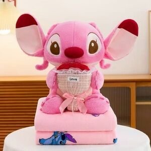 Charming Pink Stuffed Animal with Blanket